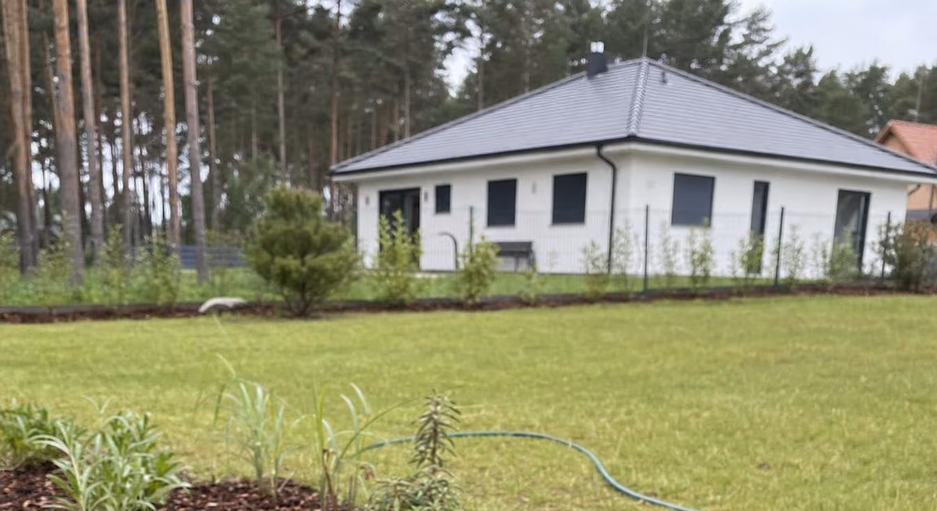 Frisch gepflanztes Staudenbeet, mit Rindenmulch abgedeckt